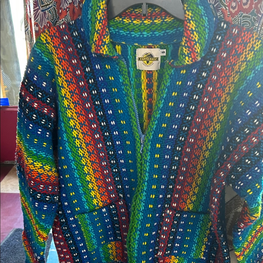 Earth Ragz Multicolor Knit Zip Hoodie - Blue Base